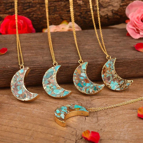 RHYTHM OF TIME TURQUOISES MOON NECKLACE