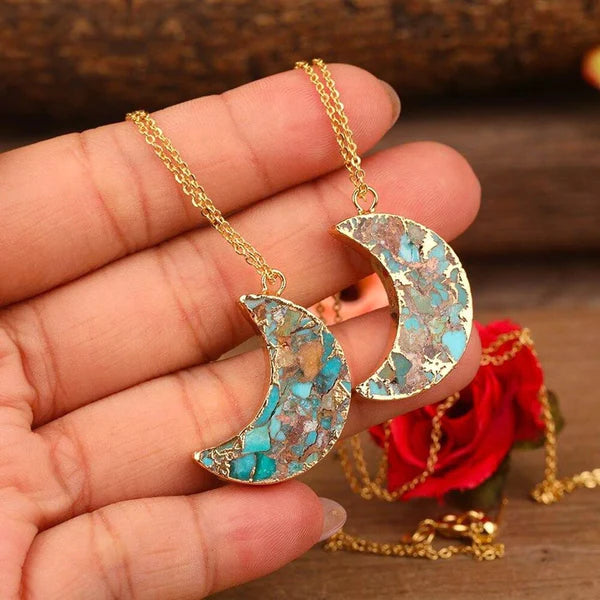 RHYTHM OF TIME TURQUOISES MOON NECKLACE