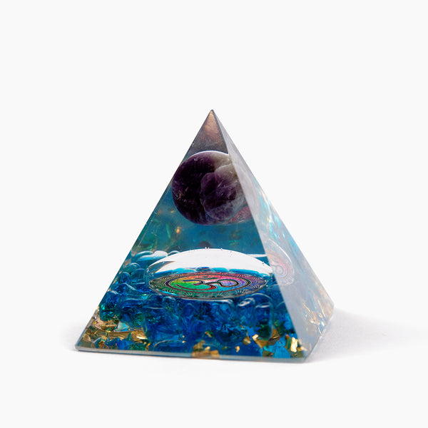 OM AMETHYST & BLUE QUARTZ PYRAMID